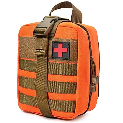 TANSOLE ifak molle erste Hilfe Tasche leer Taktische gürteltasche EDC Tactical kleine Pouch für Outdoor Survival, Camping, militär einsatztasche Reise verbandstasche Bag (Orange)