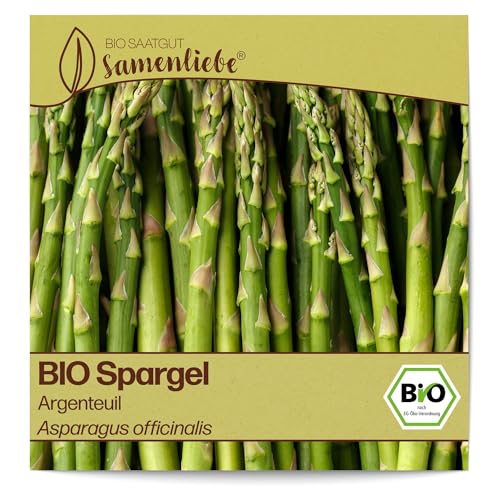 Samenliebe BIO Spargel Samen Gemüsesamen Argenteuil 80 Samen Gemüse Samen Garten Spargel Saatgut samenfeste mehrjährig Pflanzen für Garten und Freiland