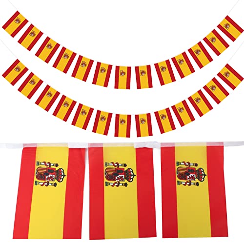 jijAcraft Spanien Flagge, 11 M Flagge Spanisch Fahnenkette Girlande mit 40 Fahnen 14 x 21 cm zur Fußballmeisterschaft, Sportveranstaltungen und Dekoration Nationalfest