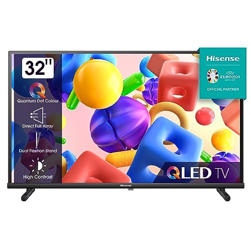 Hisense 32A5KQ 80cm (32 Zoll) QLED Fernseher Full HD, Smart TV, Triple Tuner DVB-T2 / T/C / S2 / S, USB-C, Duale Positionierung, Works with Alexa, WiFi, Game und Hotel Mode, Schwarz [2023]