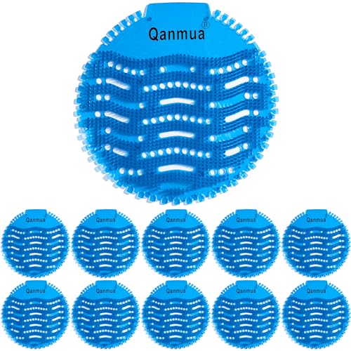 Qanmua 10 Stücke Urinalsieb mit Duft, Urinaleinlage ​Passend Pissoirsieb Lufterfrischer Einsatz 30 Tage Frischewirkung, Urinal Einleger Matte für Jedes ​Pissoir und Urinal Blau Meeresfrische