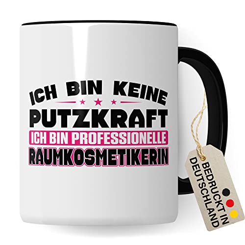 Putzkraft Tasse Geschenkidee Kaffeetasse Humor Witz Geschenk für Putzhilfe Kaffeebecher Putzdienst Becher (Weiß & Schwarz)