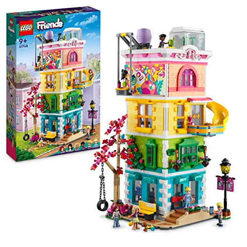 LEGO 41748 Friends Heartlake City Gemeinschaftszentrum, modular Building mit Kunst- und Aufnahmestudios, Spiel-Zimmer mit 6 Mini-Puppen inklusive Pickle der Hund, Spielzeug für Kinder