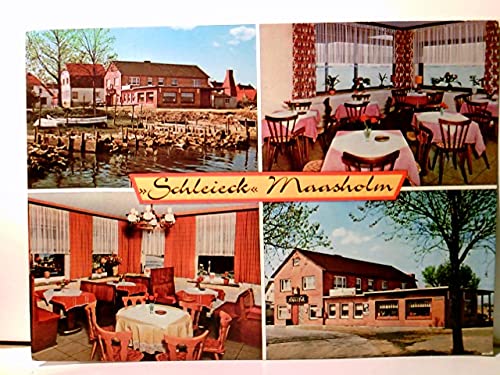 Maasholm. Gasthaus u. Fischrestaurant Schleieck. Clemens Franke. Alte Mehrbild AK farbig, ungel. 1973. 4 versch. Ansichten. 2 x Gebäudeansicht auch vom See gesehen, 2 x Gastraum Innenansichten.