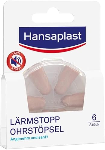 Hansaplast Lärmstopp Ohrstöpsel (6 Stück), sanfter Gehörschutz ideal zum Schlafen und Entspannen, Gehörschutzstöpsel reduzieren Geräusche um 33db