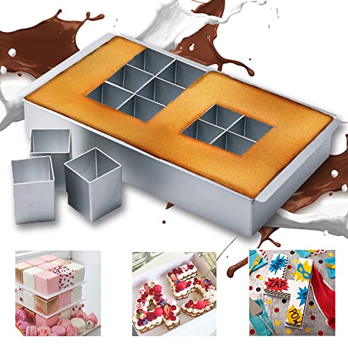 MEISHANG Antihaft Backformen Set,Verstellbar DIY Backen,Aluminium Backformen Rechteckig,Zahlen Backform Kuchenform,Zahlen und Buchstaben Backform,Kuchenform Verstellbar Antihaft