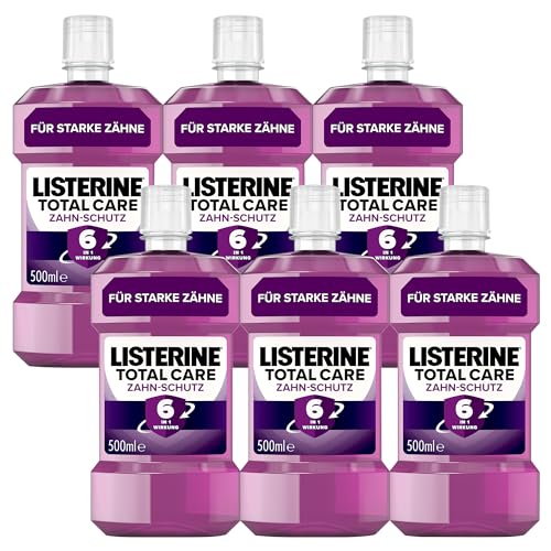 LISTERINE Total Care Zahn-Schutz (6 x 500 ml), schützende Mundspülung gegen Karies mit 6 in 1 Wirkung, antibakterielles Mundwasser schützt vor Zahnfleischproblemen, bis zu 24h frischer Atem