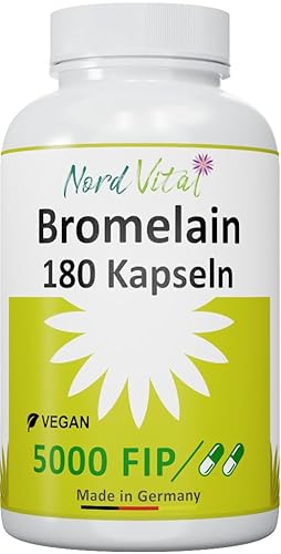 NEU! Bromelain - 5000 F.I.P. pro Tagesdosis - 180 magensaftresistente Kapseln - Natürliches Enzym aus Ananas Extrakt - in Deutschland hergestellt - Vegan