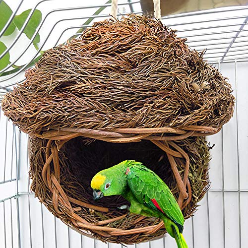 NIBESSER Vogelnest Vogelkäfige Vogelhäuser Bietet Schutz Vor Kaltem Wetter Handgewebte Vogel Häuser Nest Perfektfür Käfige Wellensittich Papageien Thront Brutei Nistkästen Vögel