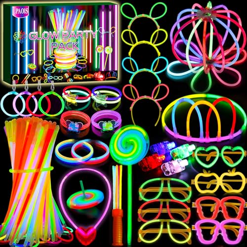 LPAOIS 277 Stück Knicklichter Party Set Glow Sticks Leuchtstäbe Knicklichter,Neon Party Leuchtarmbänder Knicklichter Hochzeit Leuchtspielzeug für Party Deko,Knicklichter Kinder,Neuem Kreisel,Lutscher