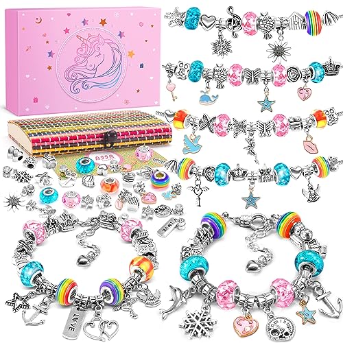 BIIB Geschenke für Mädchen, Schmuck Basteln Mädchen Geschenke 5-12 Jahre, Ostergeschenke Kinder Spielzeug Mädchen Armbänder Selber Machen, Bastelset Kinder ab 6 Jahre, Mädchen Geburtstagsgeschenk