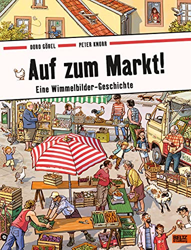 Auf zum Markt!: Eine Wimmelbilder-Geschichte. Vierfarbiges Pappbilderbuch