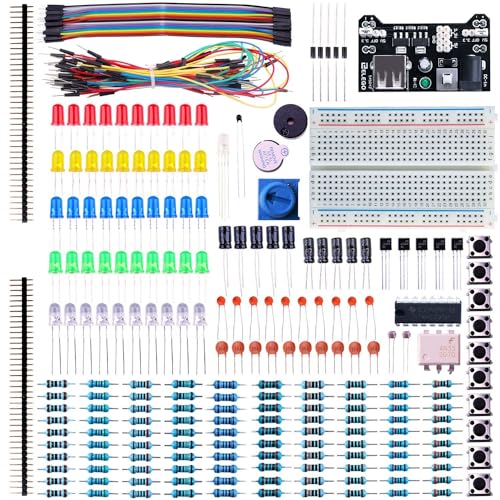 ELEGOO Electronic Fun Kit Breadboard Kabel Widerstand Kondensator LED Potentiometer für Elektronik Learning Kit, Kompatibel mit Arduino IDE, UNO R3, MEGA, etc