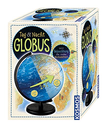 Kosmos 673017 Tag & Nacht Globus 26cm mit Beleuchtung, Globus für Kinder ab 7 Jahren, Weltkugel zum Entdecken, Leuchtglobus