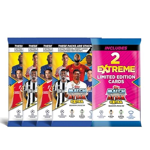 Match Attax Extra 2024 - Eco Mega Multipack (Reduced Packaging Version) - 48 Match Attax Karten (4 Pakete) plus 2 zufällige Extreme Limited Edition Karten