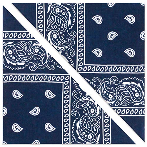 KEVOLLA Bandana Herren und Damen - 100% Baumwolle Bandanas als Nickituch, Bandana Kopftuch, Bandana Tuch (2stk Blau)