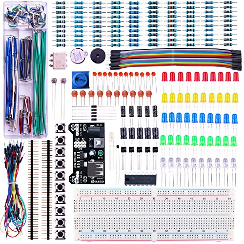 ELEGOO Überarbeitetes Elektronik Lernset Spaßset Stromversorgungsmodul Jumperkabel Potentiometer Breadboard Komponente Sortiment für Arduino