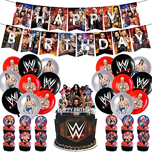 Glurak WE Geburtstag Party Deko Ballon Set Unterhaltung im Ringen Dekoration mit Happy Birthday Banner, 18-teilige 12inch Ballons, 12-teilige Cupcake Kupfer