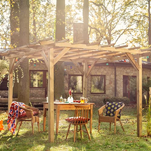 Gartenlauben und Carports G&C Henley Holzpavillion – Klassische viereckige Pergola aus Fichtenholz – druckimprägniert – terrassenüberdachung - Pavillion Holz 3x4, Pergola 3x4