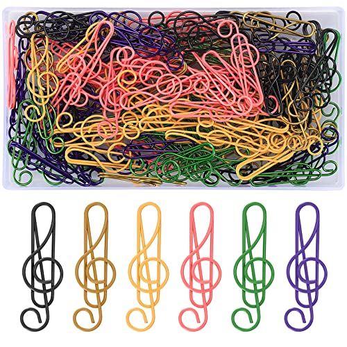 108 Stk Noten Büroklammern, Musiknoten Büroklammern, farbige Metall Dokumenten Büroklammern Halter Paper Clips für Schreibtisch, Büro, Schule, Foto, Lesezeichen, Büroklammern