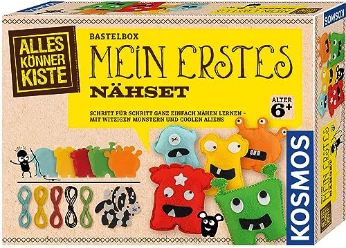 Kosmos 604394 AllesKönnerKiste Mein Erstes Nähset Nähen Lernen Für Kinder, Bastel-Set, Bastelset Für Kinder Ab 6 Jahren, Kindergeburtstag, Nähset Kinder, Nähen Kinder