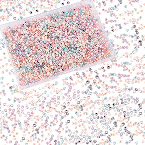 PandaHall 2000Pcs Mischfarbe 8/0 Glas Rocailles 3mm Runde Pony Perle für Ohrring Armband Halskette Anhänger Schmuckherstellung