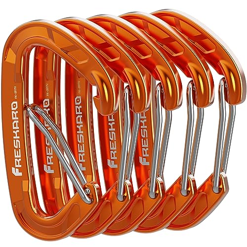 FresKaro Karabiner Haken-Karabinerhaken, 8kN Karabina mit Feder, Orange, 5 Stück