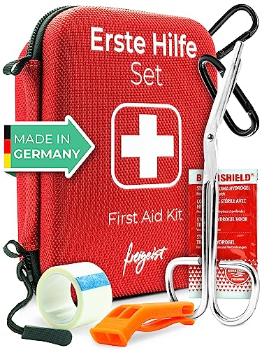 Erste Hilfe Set Outdoor I First Aid Kit, Erste Hilfe Tasche, Erste Hilfe Set Kinder - Perfektes Wandern Zubehör, Erste Hilfe Set Fahrrad Mini I Das Reise Gadgets in top Qutalität "Made in Germany"