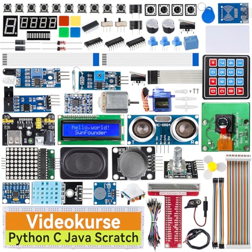 SunFounder Ultimate Starter Kit Für Raspberry Pi 5 4B 3B+ 400,PythonC Java Scratch Node.Js,161 Projekte,337 Artikel(Raspberry PI Nicht ENTHALTEN)