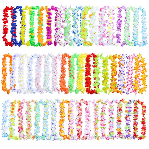 50 Stück hawaiianische Leis-Party-Dekorationen, 50 Stile hawaiianische Leis Bulk Hawaii-Blumen-Halskette für Tropische Hawaii-Party-Themen-Strandparty-Zubehör, hawaiianische Nachtbar, Luau, Aloha