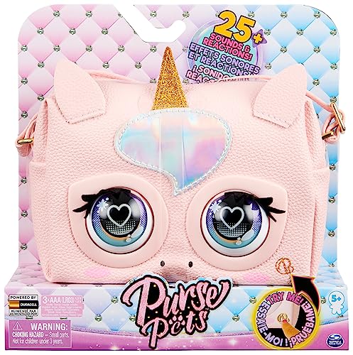 Purse Pets Glamicorn Einhorn Tasche - Wird mit interaktiven Funktionen, Augenblinzeln und Musik lebendig, ab 5 Jahren, Rosa