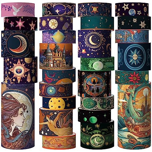 Voolcaoo Washi Tape Set 29 Rollen, Magic Themed Dekorative Papierbänder für Journaling, Scrapbooking Zubehör, Planer, DIY Handwerk, Geschenkverpackung