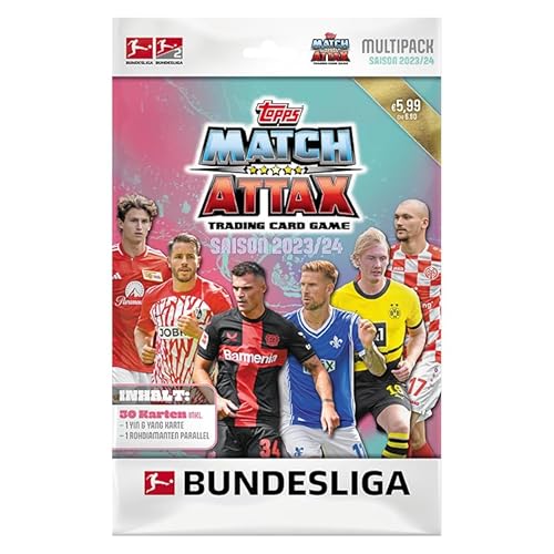 Topps Bundesliga Match Attax 23/24 - Multipack - enthält 30 Karten, darunter eine Yin & Yang Karte und eine Rohdiamanten Parallel Karte.