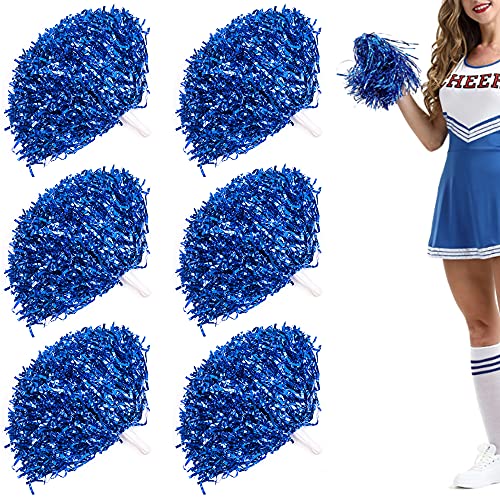 Niuhong 6 PCS Cheer Leader Poms Pom Bright Metallic Cheers Ball Squad Cheer Sport Farben Pompons Poms Hand Flower Bands Spirit Cheering Pom Colours Accessories Cheerleading Sports Games Team (blau)