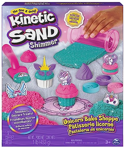 Kinetic Sand Einhorn Back Set - mit 454 g original kinetischem Sand aus Schweden und viel Zubehör für sauberes, kreatives Indoor-Sandspiel und Rollenspiel, für Kinder ab 3 Jahren