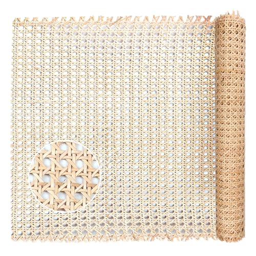 Kleemeiero Rattan-Gurtband 40 x 150cm Cane Webbing Rattan Roll Natürliche Rattan Geweberolle Gewebtes Offenes Rattan Geflecht Möbel Wiener Geflecht Gewebtes Rattanblech für Möbel Stühle Schränke