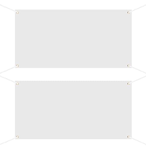 LUTER 2 Sets 120x60cm Banner Weiß zum Bemalen, Polyester Blanko Banner Fahnen Weiß Leinwand Banner mit 2pcs 6m hängendem Seil für Heimwerker Innen und Außenwand Schilder Geschäft Büro Anzeige