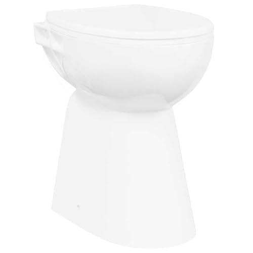 vidaXL Hohe Spülrandlose Toilette für Größere Menschen Senioren Soft-Close Absenkautomatik Stand WC Badezimmer 7cm Höher Keramik Weiß