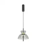 MAYTONI DECORATIVE LIGHTING Moderne Pendelleuchte Bangkok LED Schwarz aus Glas Grau Farbe und Metall 1200 Lumen - 12W Diameter- 25 Zm. für Küche, Schlafzimmer, Wohnzimmer, Esszimmer, Lobby