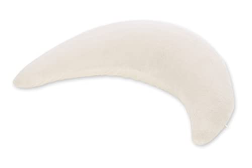 Theraline Plüschmond Stillkissen, Kopfkissen und Nackenkissen mit Perlen, ergonomisches Kissen zum Stillen, Schlafen und Lesen, Stillmond mit Plüsch, Mondkissen waschbar bis 40°C Farbe: Creme