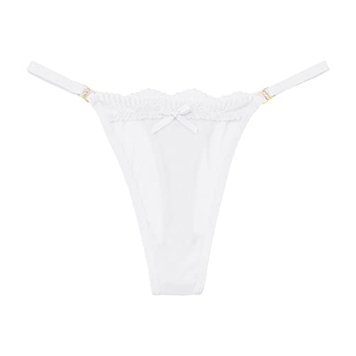 Spandex Damen Unterwäsche niedrige Taille, ultradünn, durchsichtiges Netz-Tanga-Höschen Spitzen Unterwäsche Damen Set Rot (White, M)