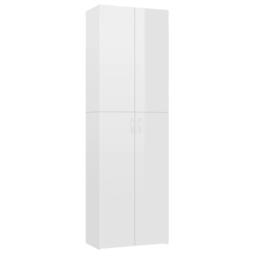 vidaXL Büroschrank Aktenschrank Mehrzweckschrank Schrank Aufbewahrungsschrank Holzschrank Büro Hochglanz-Weiß 60x32x190cm Holzwerkstoff