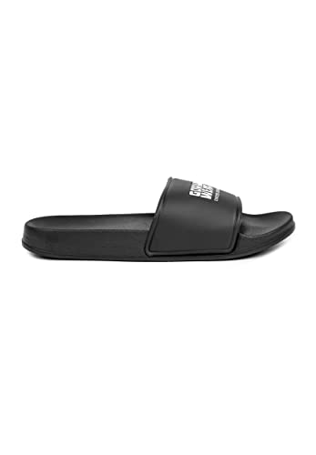 Gorilla Wear - Pasco Slides - Schwarz - Freizeit Bequem rutschfest unisex mit Logo für maximale Bewegungsfreiheit aus PU und EVA Badesandalen, 38