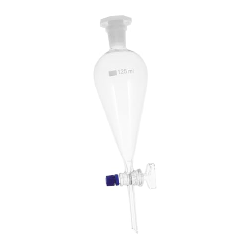 JECOMPRIS Birnenförmiger Scheidetrichter aus Borosilikatglas, 125 ml, transparent