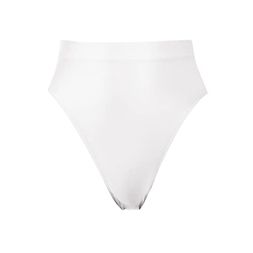 Unterwäsche Damen Sexy Eros Slip mit hoher Taille, sexy und glatt Kostüm Unterwäsche (White, XL)