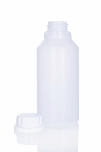 BenBow HDPE Kunststoffflasche 25x 500ml mit Schraubverschluss und Skala für sichere Aufbewahrung von Flüssigkeiten und Chemikalien - ideal für Haushalt, Labor und Industrie