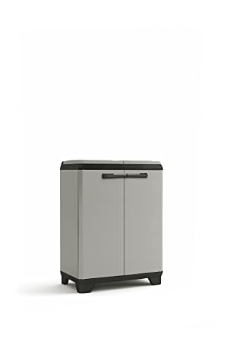 Keter Planet, recycelter Kunststoff, Grau/Schwarz, Mülleimer für Mülltrennung, 680 x 390 x 920 mm, Polypropylen, L