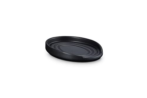 Le Creuset ovale Löffelablage aus Steinzeug, Schwarz matt, 71507150000099, Breit