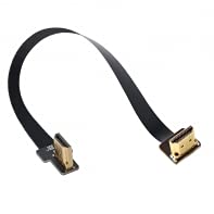 NFHK CYFPV Dual 90 Degree Right-Up Angled HDMI Type A Male to Male HDTV FPC Flat Cable for FPV HDTV Multicopter Aerial Photography 30CM