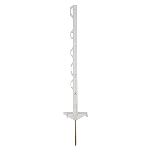 horizont Weidezaunpfähle Kunststoff 5/ 10/ 20/ 40 Stück weiß, Höhe 71cm, 108cm, 138cm, Doppeltritt, Kunststoffpfahl mit Ösen für Bänder, Seile, Litzen, Weidezaunpfahl (71 cm, 20)